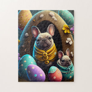 Puzzle Adorable Pug avec des œufs de Pâques Un thème fest