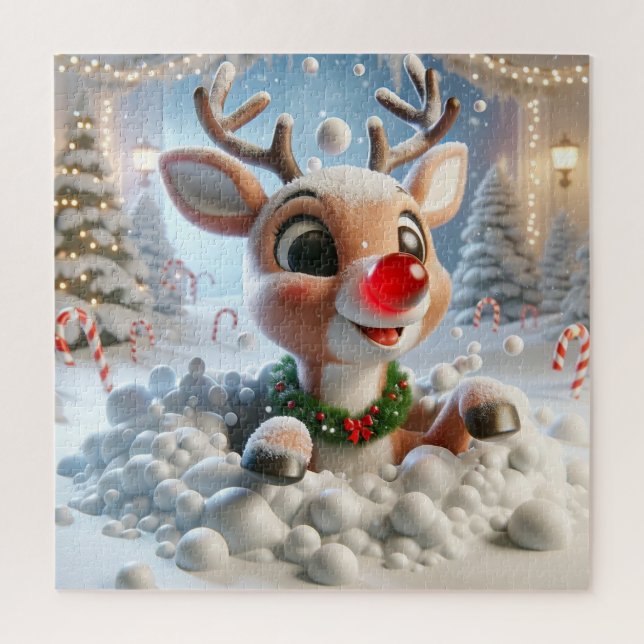 Puzzle Adorable renne de Noël (Vertical)
