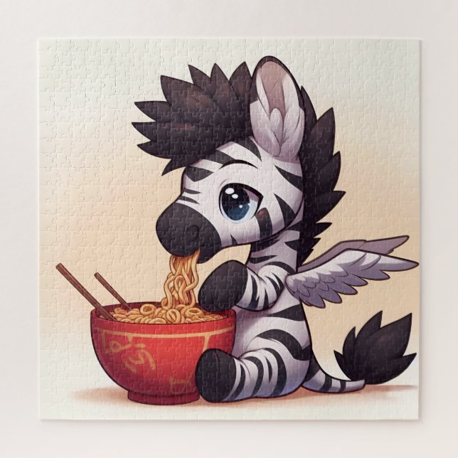 Puzzle Adorable Zebra Angel manger Ramen (Vertical)