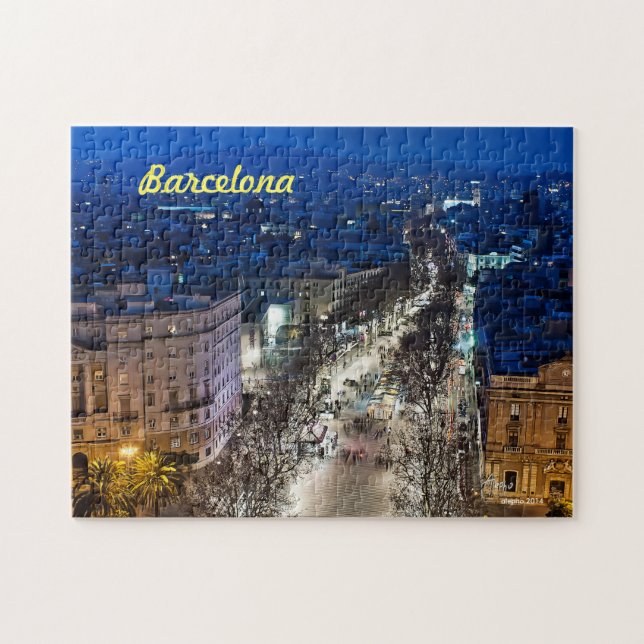 Puzzle Aereal night view of le Ravin in Barcelone, Spain (Horizontal)