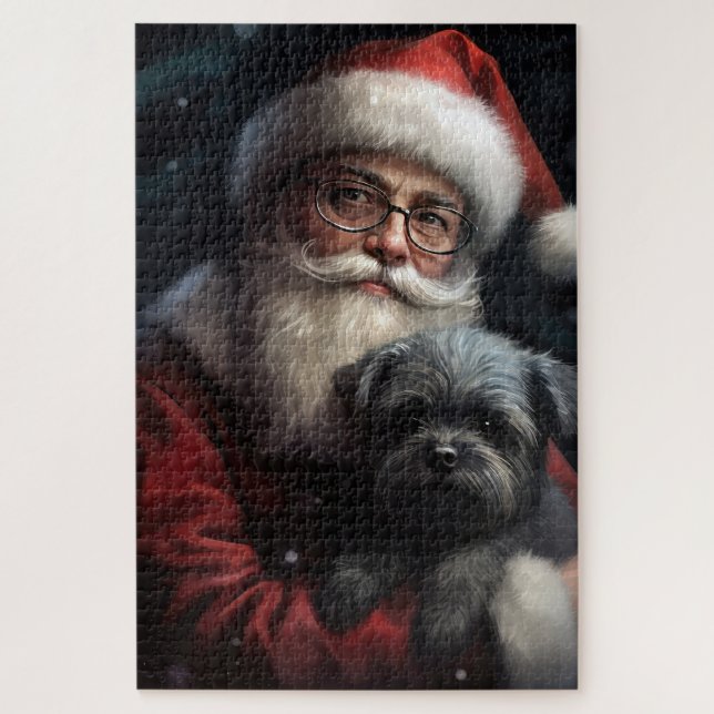 Puzzle Affenpinscher avec Noël Festif du Père Noël (Vertical)