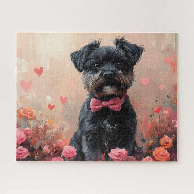 Puzzle Affenpinscher avec Rose - Saint Valentin (Horizontal)