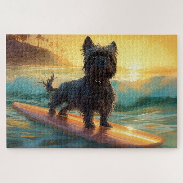 Puzzle Affenpinscher Beach Surf Peinture (Horizontal)