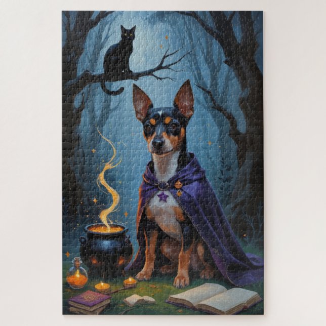 Puzzle Affenpinscher Chien Whimsical Halloween Peinture (Vertical)