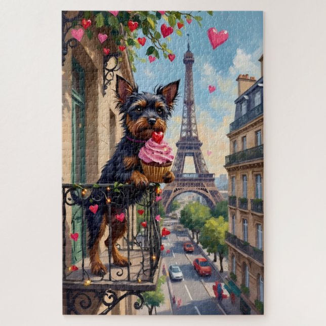 Puzzle Affenpinscher Dog Valentine's Day Paris Balcony (Vertical)