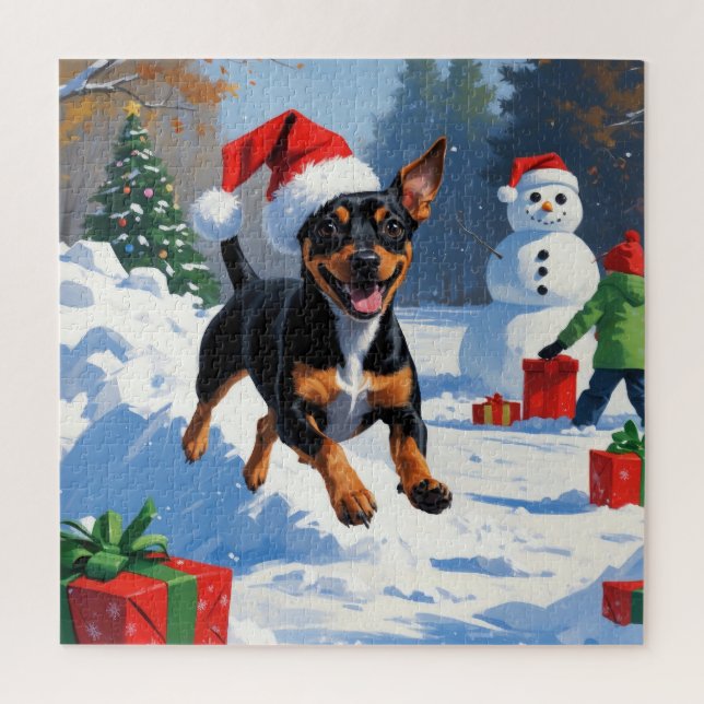 Puzzle Affenpinscher Festive de Noël Scène de neige (Vertical)
