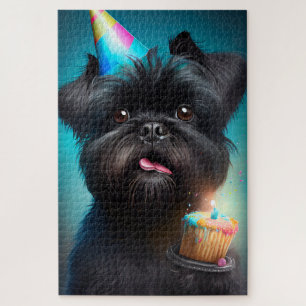 Puzzle Affenpinscher fête le gâteau des ballons d'anniver
