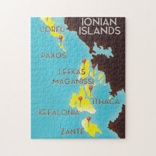 Puzzle Affiche de carte des îles Ioniennes.