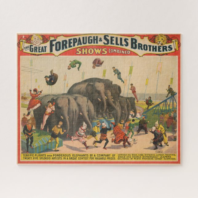 Puzzle Affiche De Cirque D'acrobates Qui Sautillent Sur L (Horizontal)