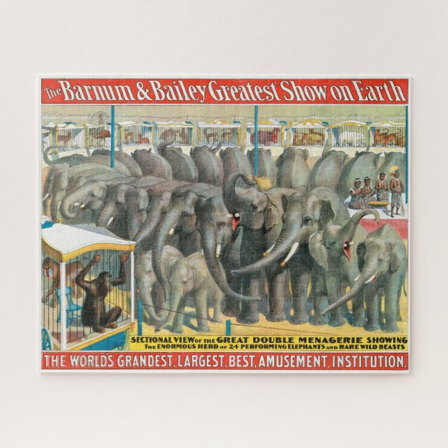 Puzzle Affiche De Cirque D'Éléphants Et D'Animaux En Cage (Horizontal)