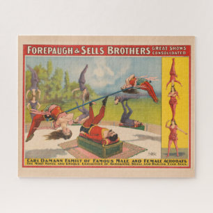 Puzzle Affiche de cirque montrant des actes acrobatiques,