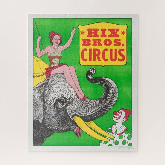Puzzle Affiche De Cirque Montrant Une Femme Et Un Éléphan (Vertical)