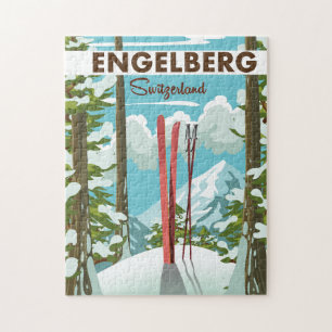 Puzzle Affiche de ski Engelberg Suisse