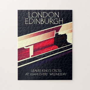 Puzzle Affiche de style vintage London Edinburgh Locomoti
