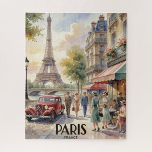 Puzzle Affiche de voyage à l'aquarelle vintage Paris Fran