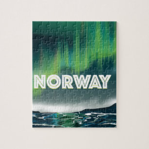 Puzzle Affiche de voyage Aurore boréale Norvège