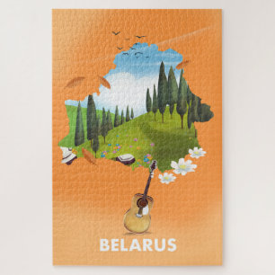Puzzle Affiche de voyage de la carte de Biélorussie.