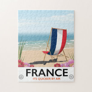 Puzzle Affiche de voyage de plage au bord de la mer Franc