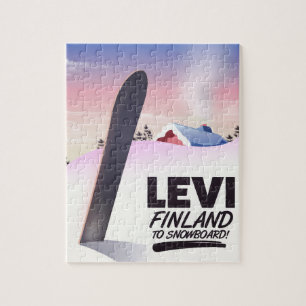 Puzzle Affiche de voyage de snowboard Levi Finlande