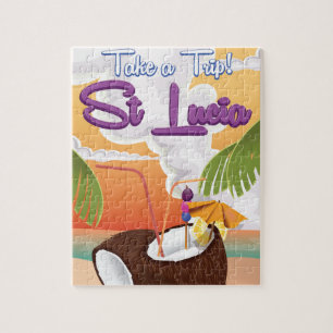 Puzzle Affiche de voyage dessin animé Ste-Lucie.