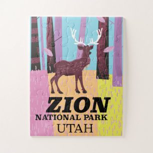 Puzzle Affiche de voyage du parc national de Zion Utah.