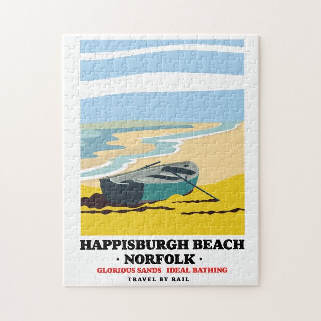 Puzzle Affiche de voyage Happisburgh Beach Norfolk (Vertical)