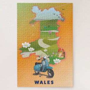 Puzzle Affiche de voyage vintage carte du pays de Galles
