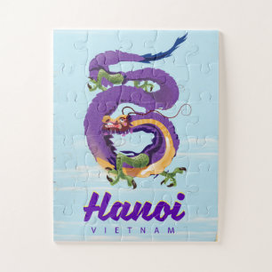 Puzzle Affiche de voyage vintage dragon Vietnam Hanoï