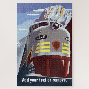 Puzzle Affiche rétro Vintage, train en montagne :