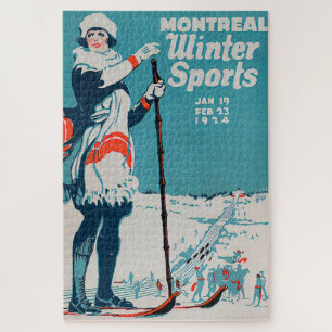 Puzzle Affiche vintage sports d'hiver Montréal Ski 1924