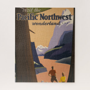 Puzzle Affiche Vintage voyage Vue Montagne