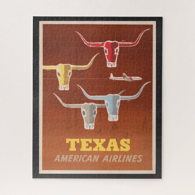 Puzzle Affiche Voyage Pour American Airlines Vers Texas (Vertical)