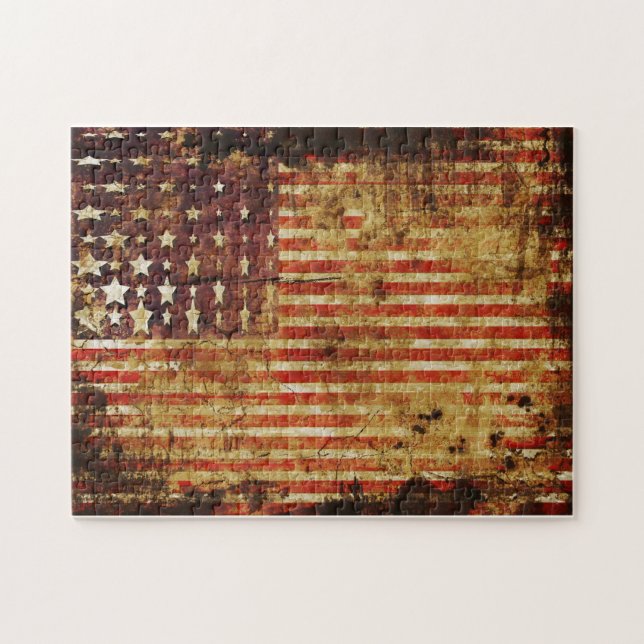 Puzzle affligé de drapeau américain (Horizontal)