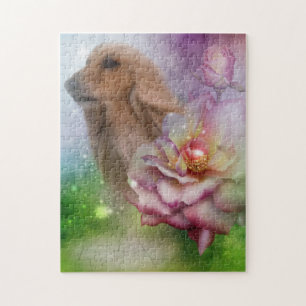 Puzzle Afghanistan Hound Face Imaginaire Fleurs Chien Art