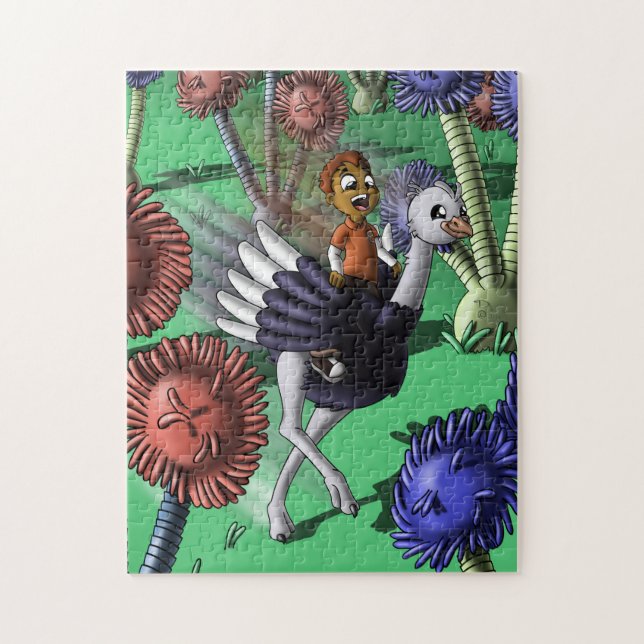 Puzzle African American Boy and Ostrich (Vertical)
