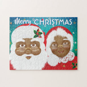 Puzzle African American Père Noël et Mme Claus Christma