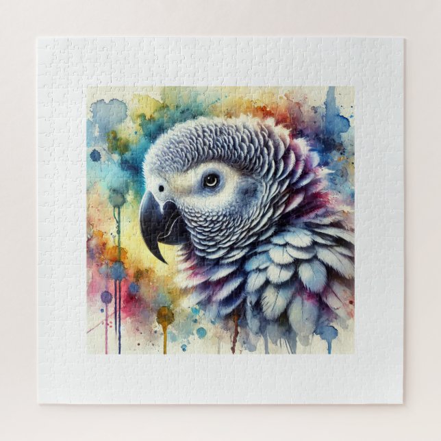 Puzzle African Grey Parrot Yaco 060824AREF144 - Watercolo (Vertical)