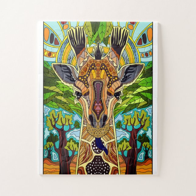 Puzzle African tribal Giraffe  (Vertical)