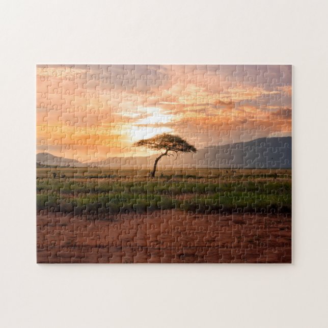 Puzzle Afrique Safari Savannah Desert Field Tree coucher  (Horizontal)