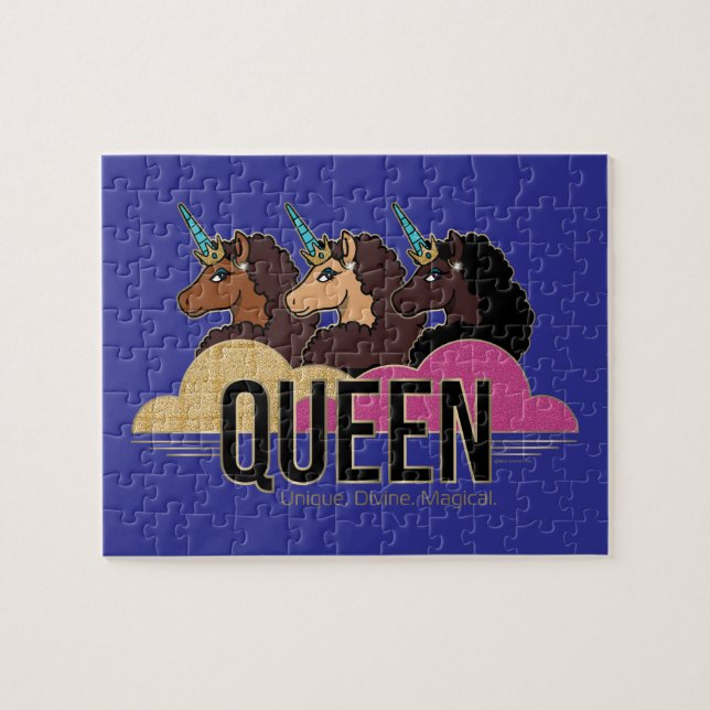 Puzzle Afro Unicorn Queen Trio Design (Horizontal)