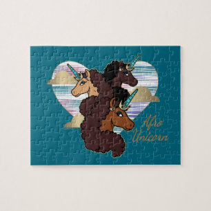 Puzzle Afro Unicorn Trio Coeur Design