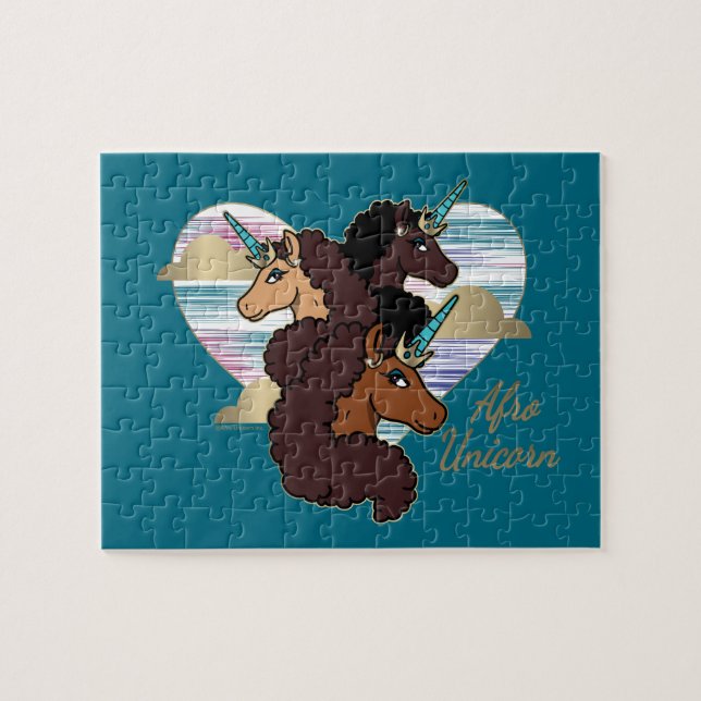 Puzzle Afro Unicorn Trio Coeur Design (Horizontal)