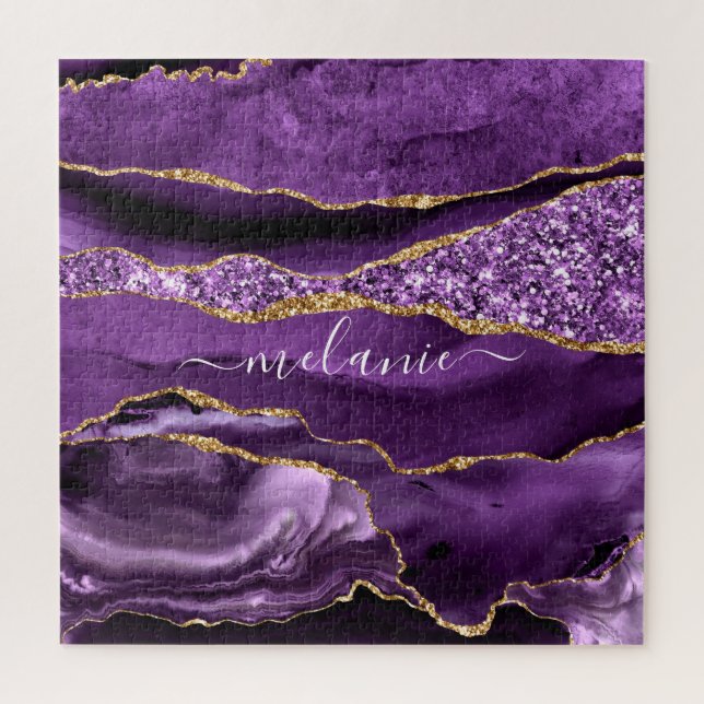 Puzzle Agate Violet violet or Parties scintillant Géode N (Vertical)