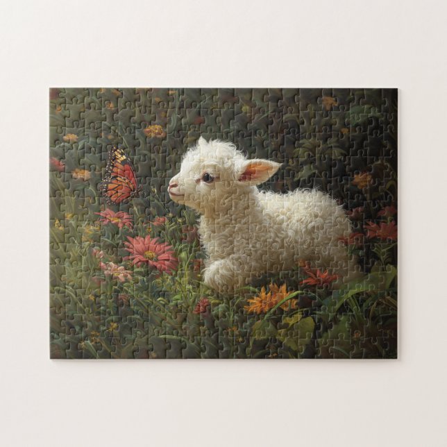 Puzzle Agneau mignon et papillon (Horizontal)