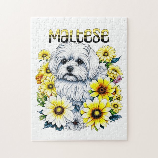 Puzzle Ai Art de l'aquarelle maltaise pour les propriétai (Vertical)