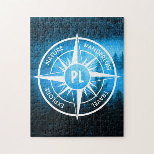 Puzzle Aiguille de compas monogramme brouillard dans la f