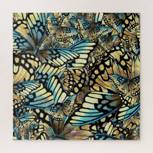 Puzzle Ailes à papillon bleu et or vintage