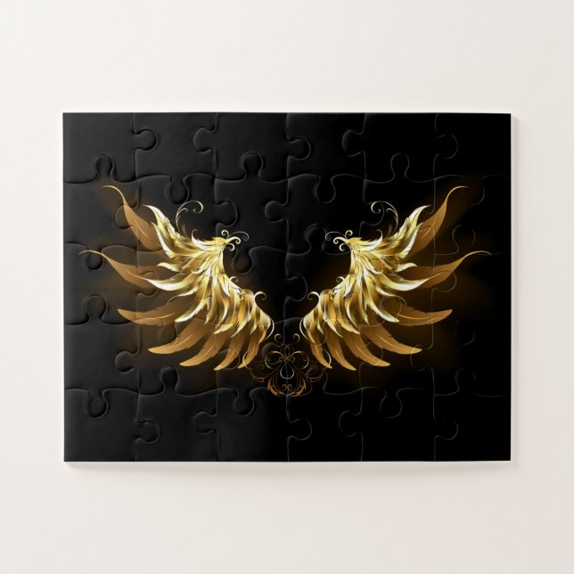 Puzzle Ailes d'Ange d'or sur arrière - plan noir (Horizontal)
