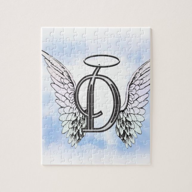 Puzzle Ailes d'ange et lettre D de monogramme de halo (Vertical)