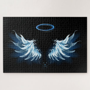 Puzzle Ailes d'angle brillant bleu sur arrière - plan noi